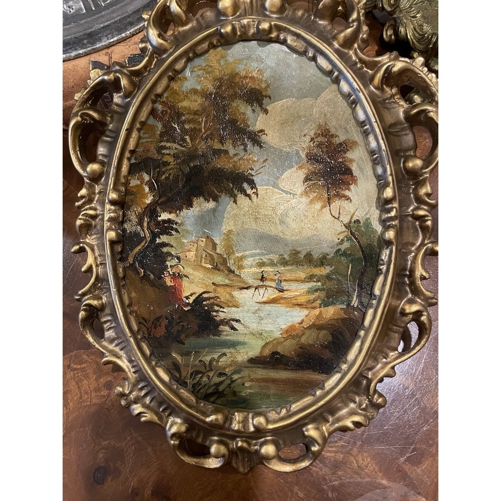 Vtg Ornate Hand Painted Oil by V. Guidotti Italian Florentine Landscape I - Picture 5 of 10